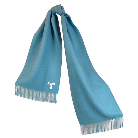 Baby Blue Baby Alpaca Fringed Scarf Scarf WASHEIN