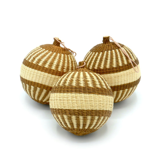 Brown & Natural Christmas Tree Baubles Pack of 3 Bauble WASHEIN