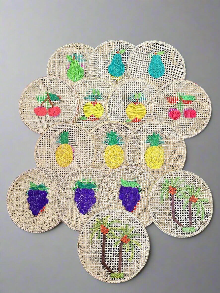 Fruit Embroidery Placemat Bundel Set of 15 Placemats WASHEIN