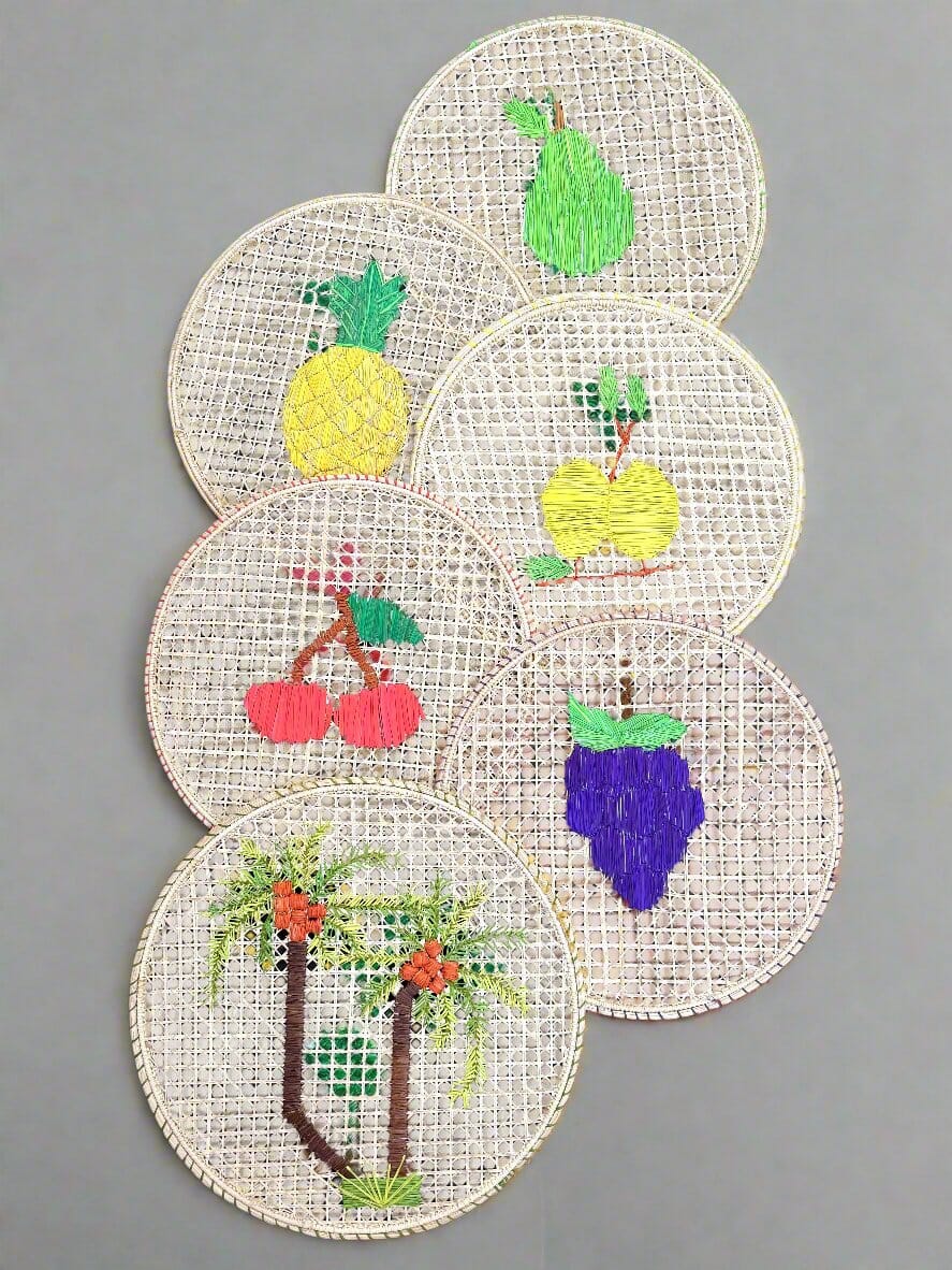 Fruit Embroidery Placemat Bundel Set of 15 Placemats WASHEIN