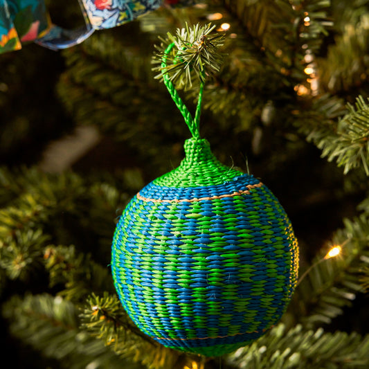 Green & Blue Christmas Tree Baubles Pack of 3 Bauble WASHEIN