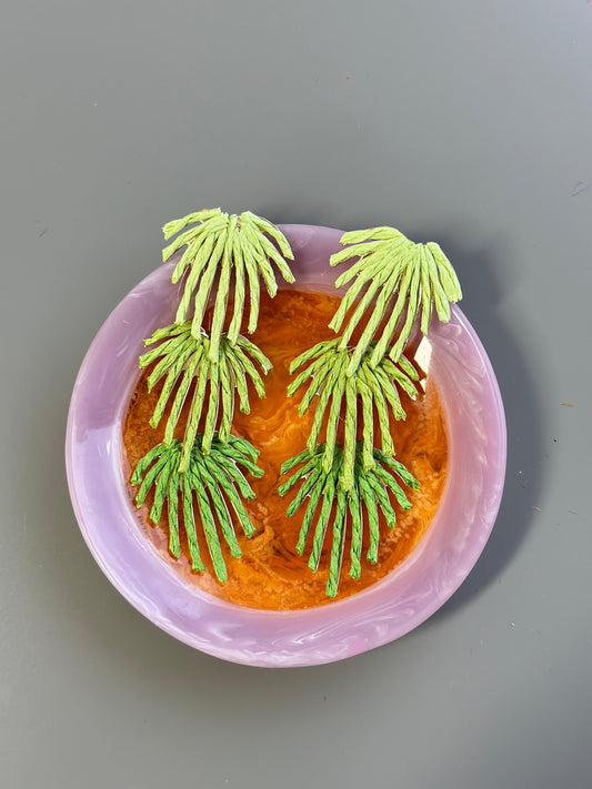 Green Tropics Woven Straw Earings (18K Gold Plated Brass) Earrings WASHEIN