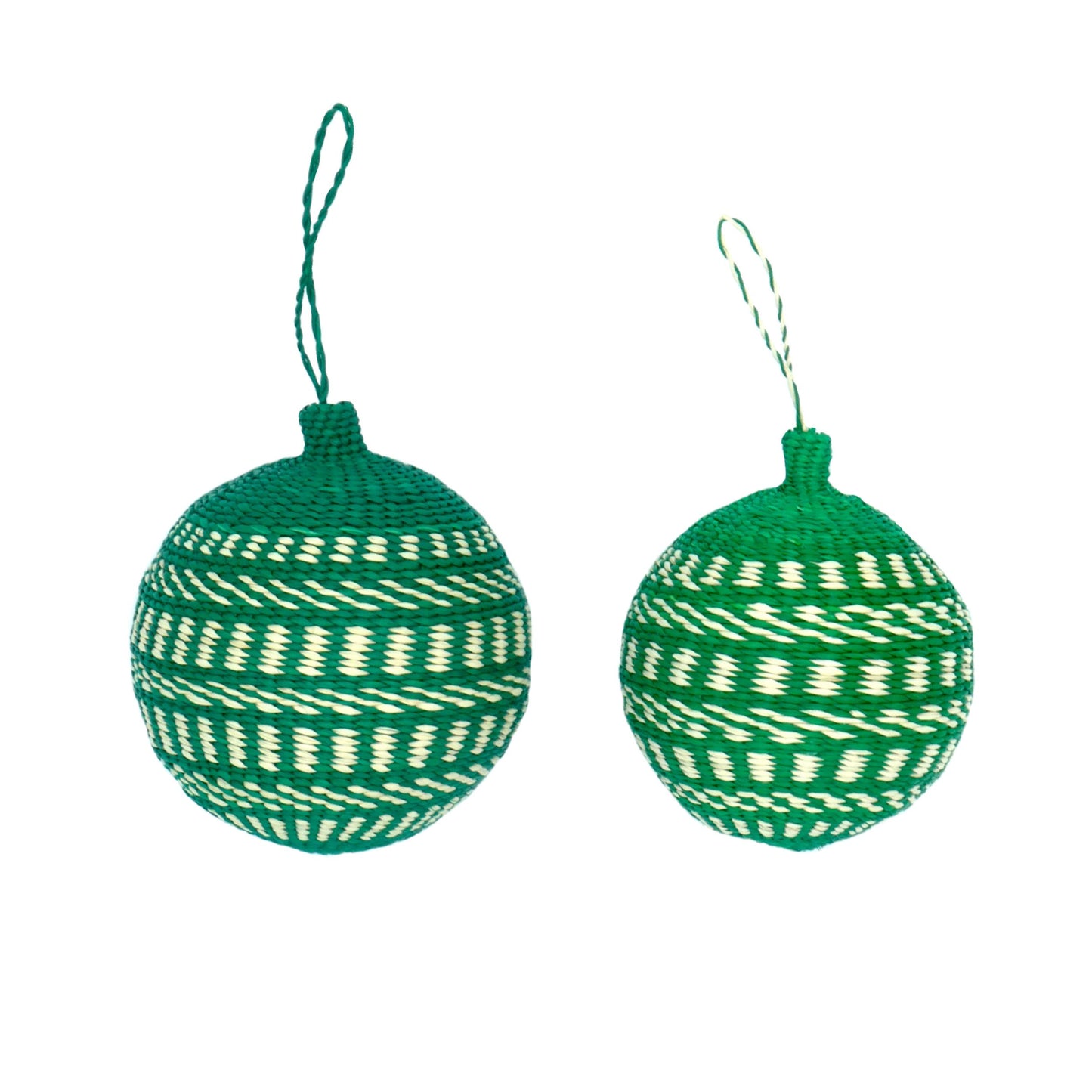 Green & White Christmas Tree Baubles Pack of 3 Bauble WASHEIN 8cm