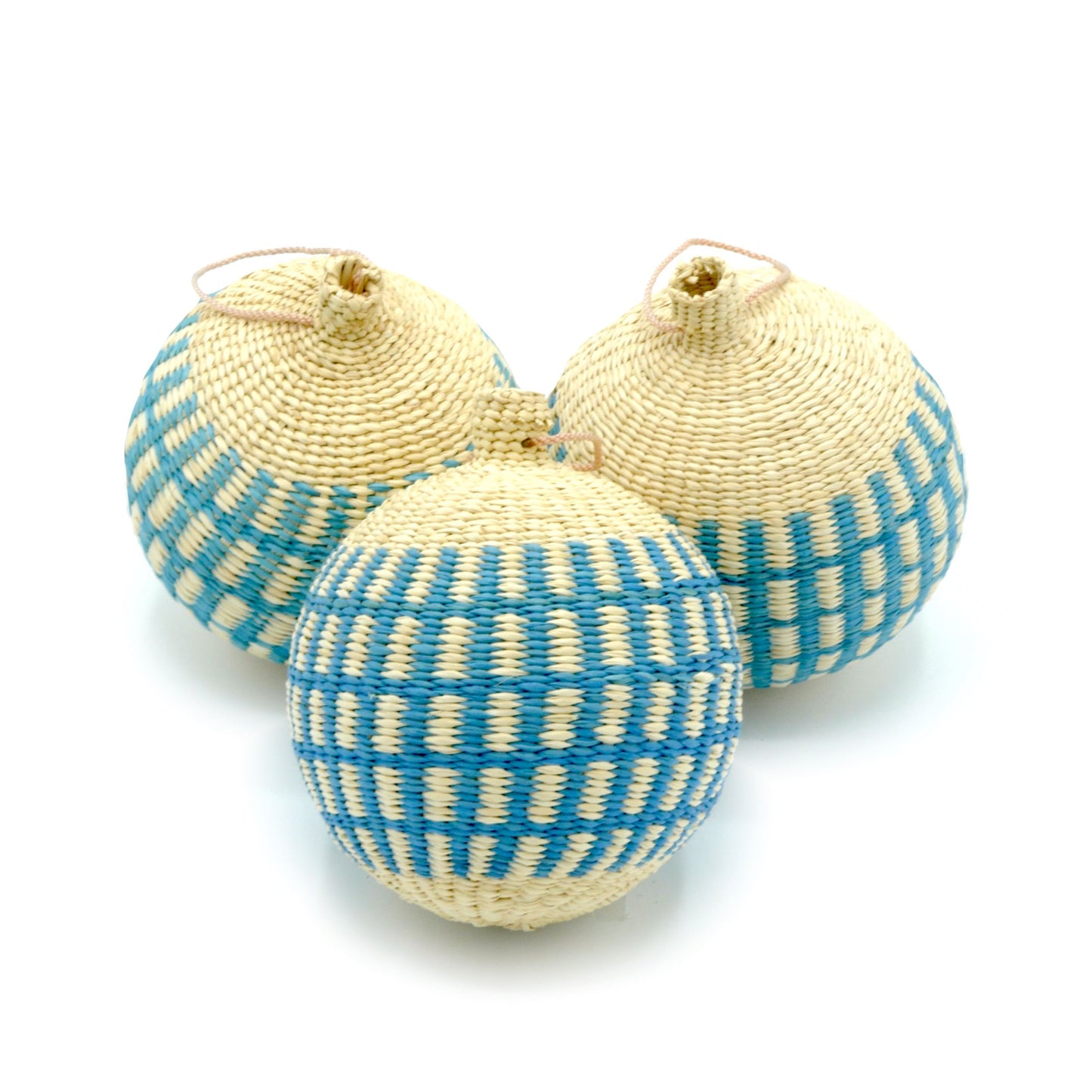 Iced Blue Christmas Tree Baubles Pack of 3 Bauble WASHEIN