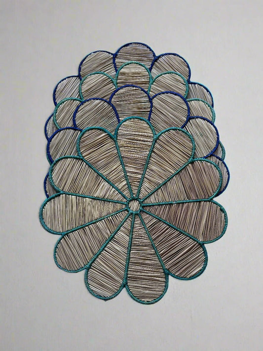 Light & Dark Blue Big Flower Placemats Mixed Set Placemats WASHEIN