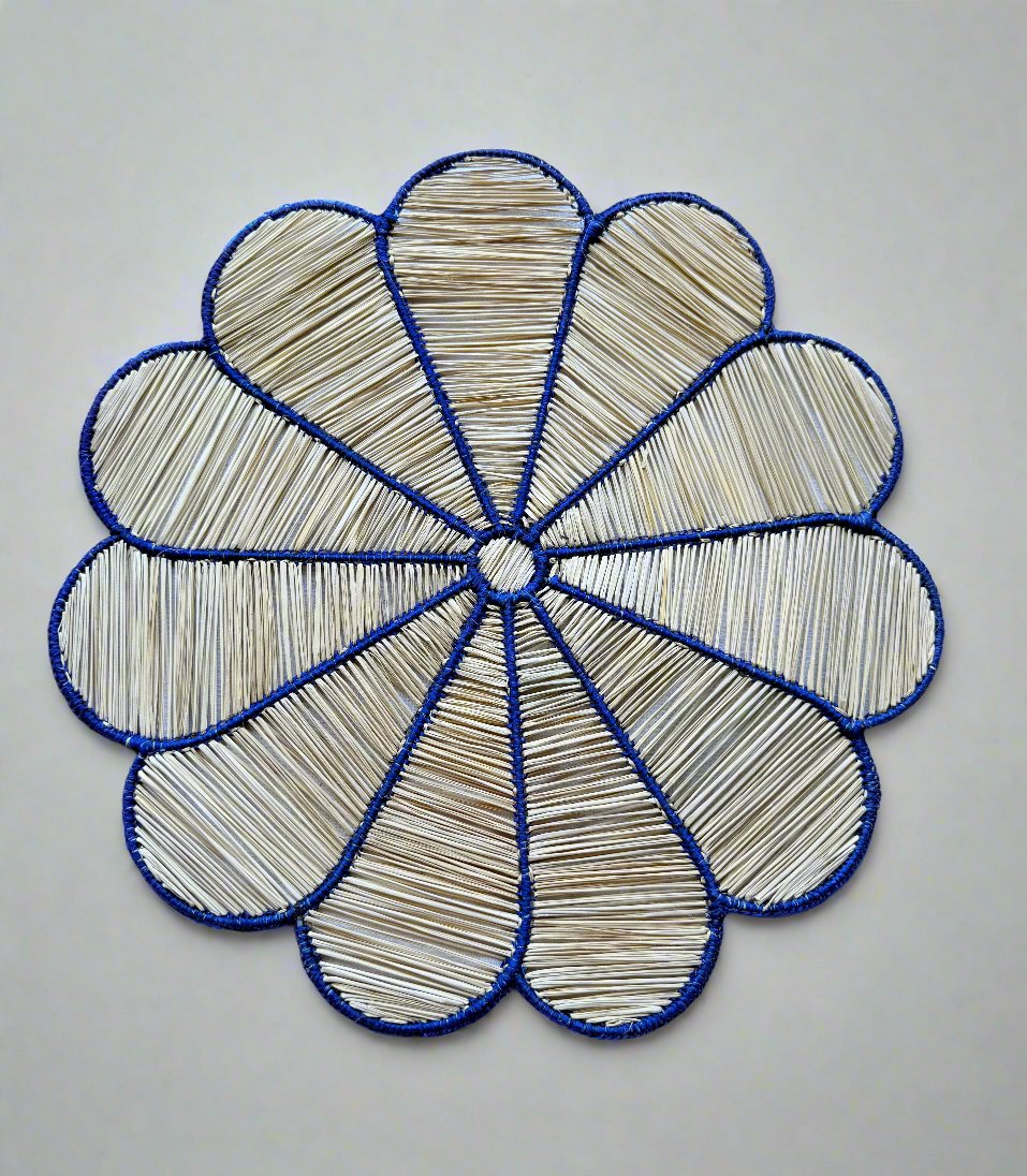 Light & Dark Blue Big Flower Placemats Mixed Set Placemats WASHEIN