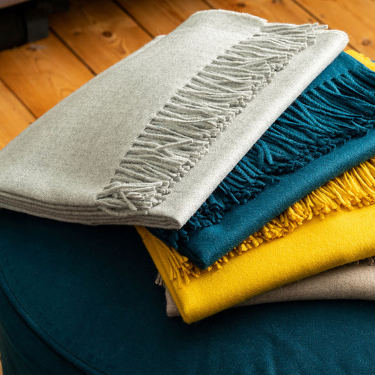 Light Grey Classic Premium Baby Alpaca Throw Throws WASHEIN