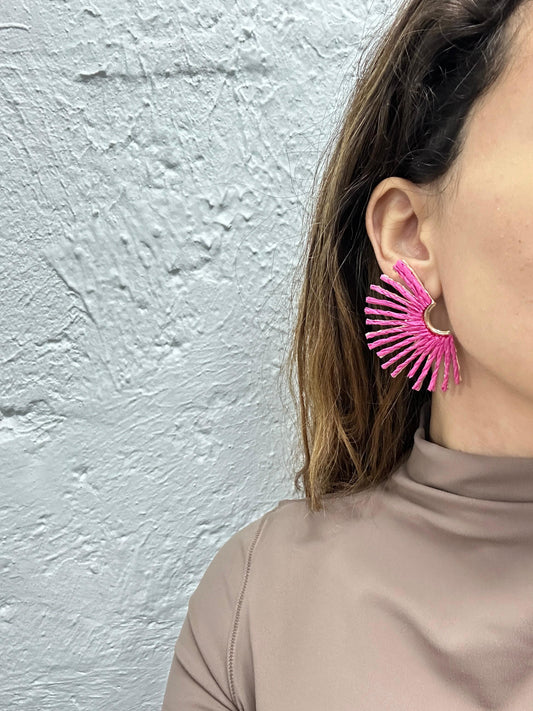 Natural Sun Woven Straw Earings (18K Gold Plated Brass) Earrings WASHEIN