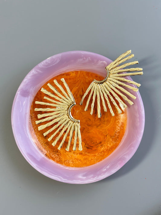 Natural Sun Woven Straw Earings (18K Gold Plated Brass) Earrings WASHEIN