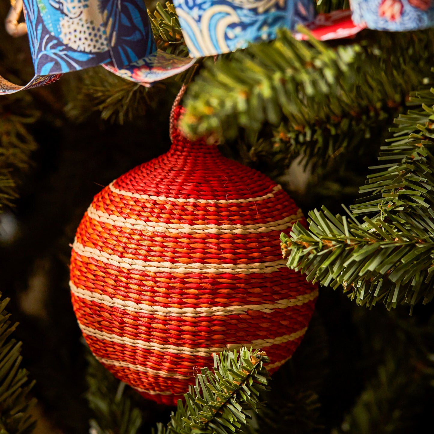 Orange & Red Christmas Tree Baubles Pack of 3 Bauble WASHEIN