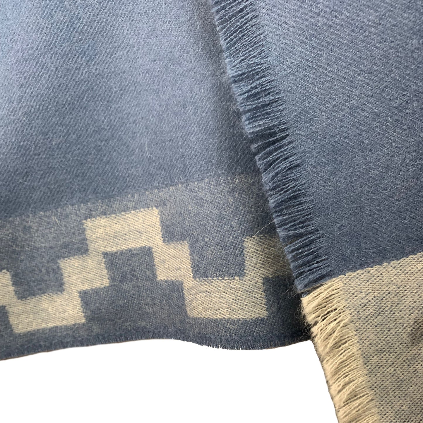 Patterned Blue Classic Premium Baby Alpaca Throw Throws WASHEIN