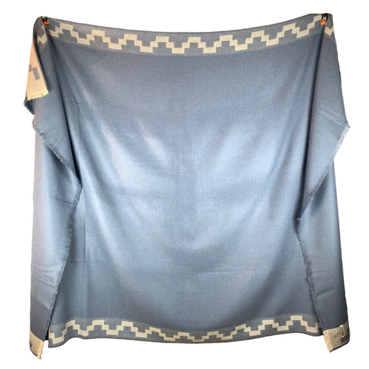 Patterned Blue Classic Premium Baby Alpaca Throw Throws WASHEIN