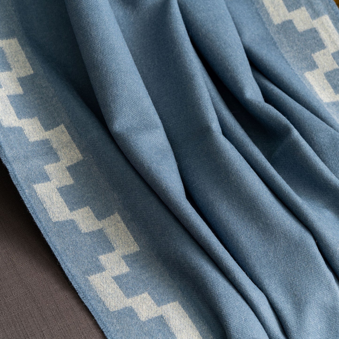 Patterned Blue Classic Premium Baby Alpaca Throw Throws WASHEIN