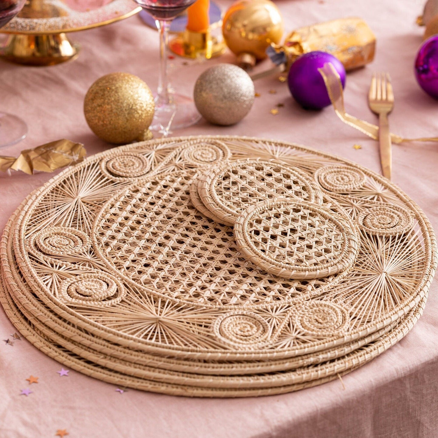 Pink Straw Coasters WASHEIN