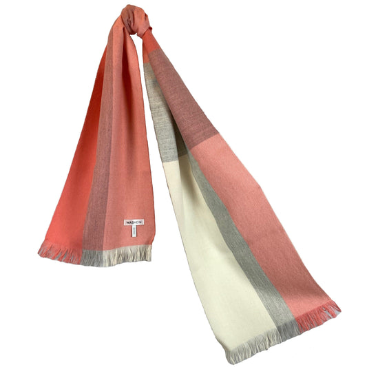 Pink Striped Baby Alpaca Scarf Scarf WASHEIN