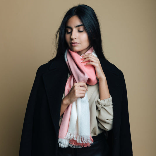 Pink Striped Baby Alpaca Scarf Scarf WASHEIN