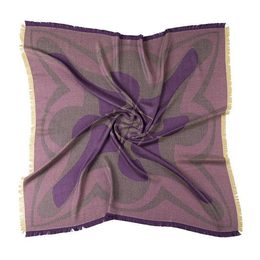 Purple Premium Baby Alpaca & Silk Large Bandana Squared Scarf Scarf WASHEIN