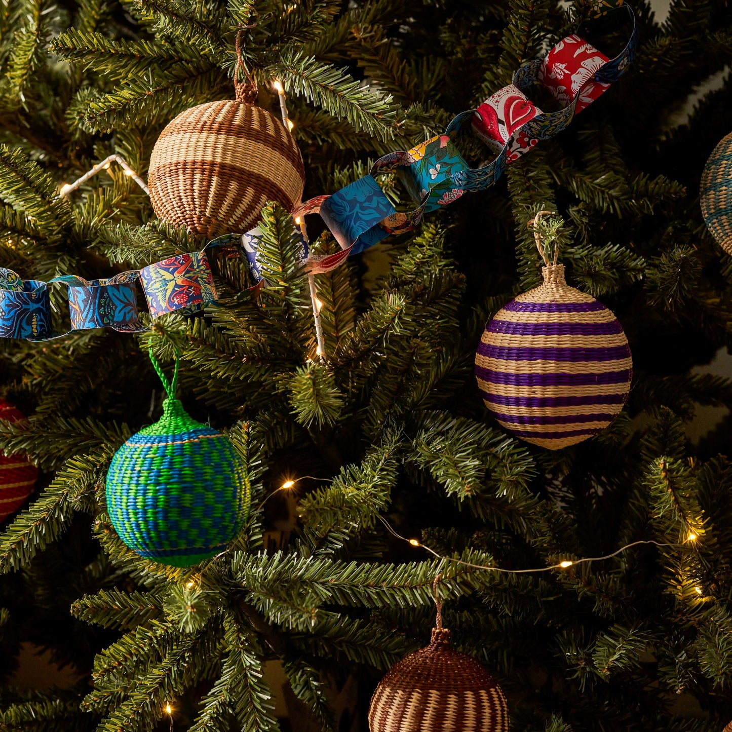 Purple & White Christmas Tree Baubles Pack of 3 Bauble WASHEIN