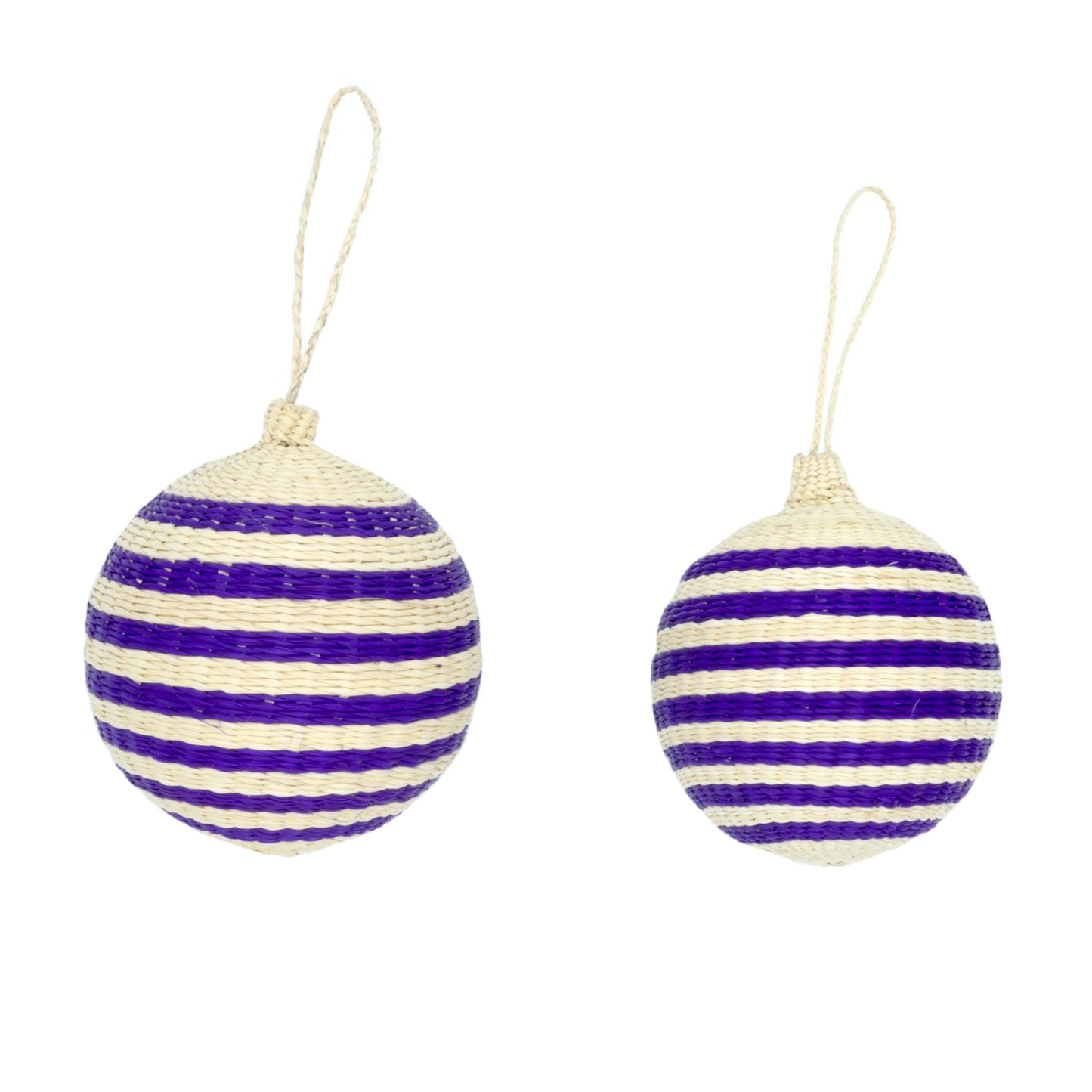 Purple & White Christmas Tree Baubles Pack of 3 Bauble WASHEIN 8cm