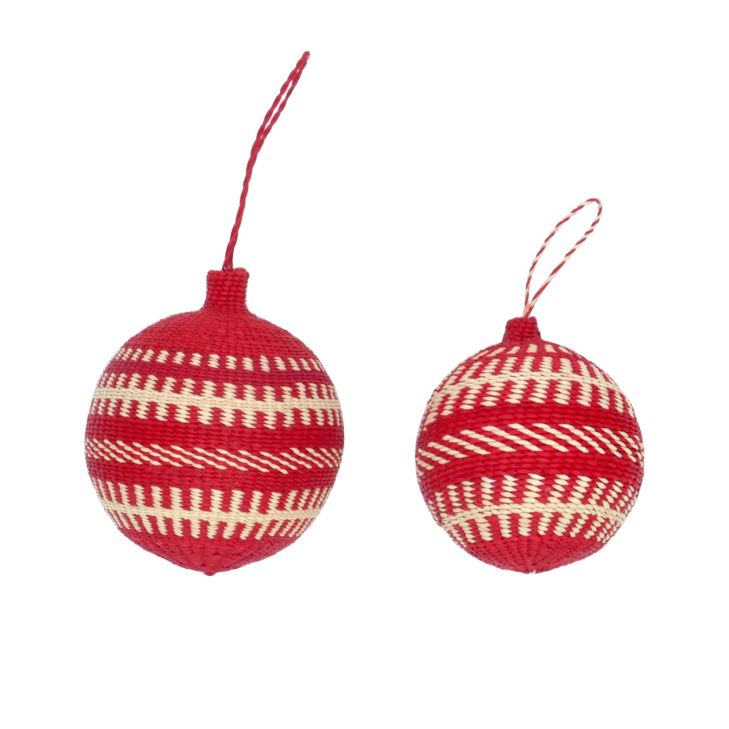Red & White Christmas Tree Baubles Pack of 3 Bauble WASHEIN 8cm