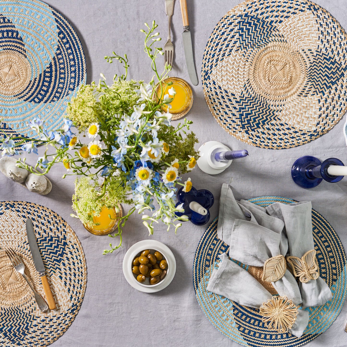 Set X 4 Woven Natural Iraca Straw Butterfly Napkin Rings Napkin Rings WASHEIN