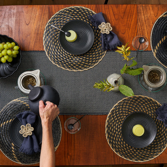 Set X 4 Woven Natural Iraca Straw Flower Napkin Rings Napkin Rings WASHEIN