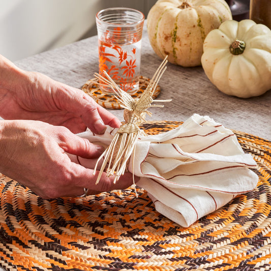 Set X 4 Woven Natural Iraca Straw Hummingbird Napkin Rings Napkin Rings WASHEIN