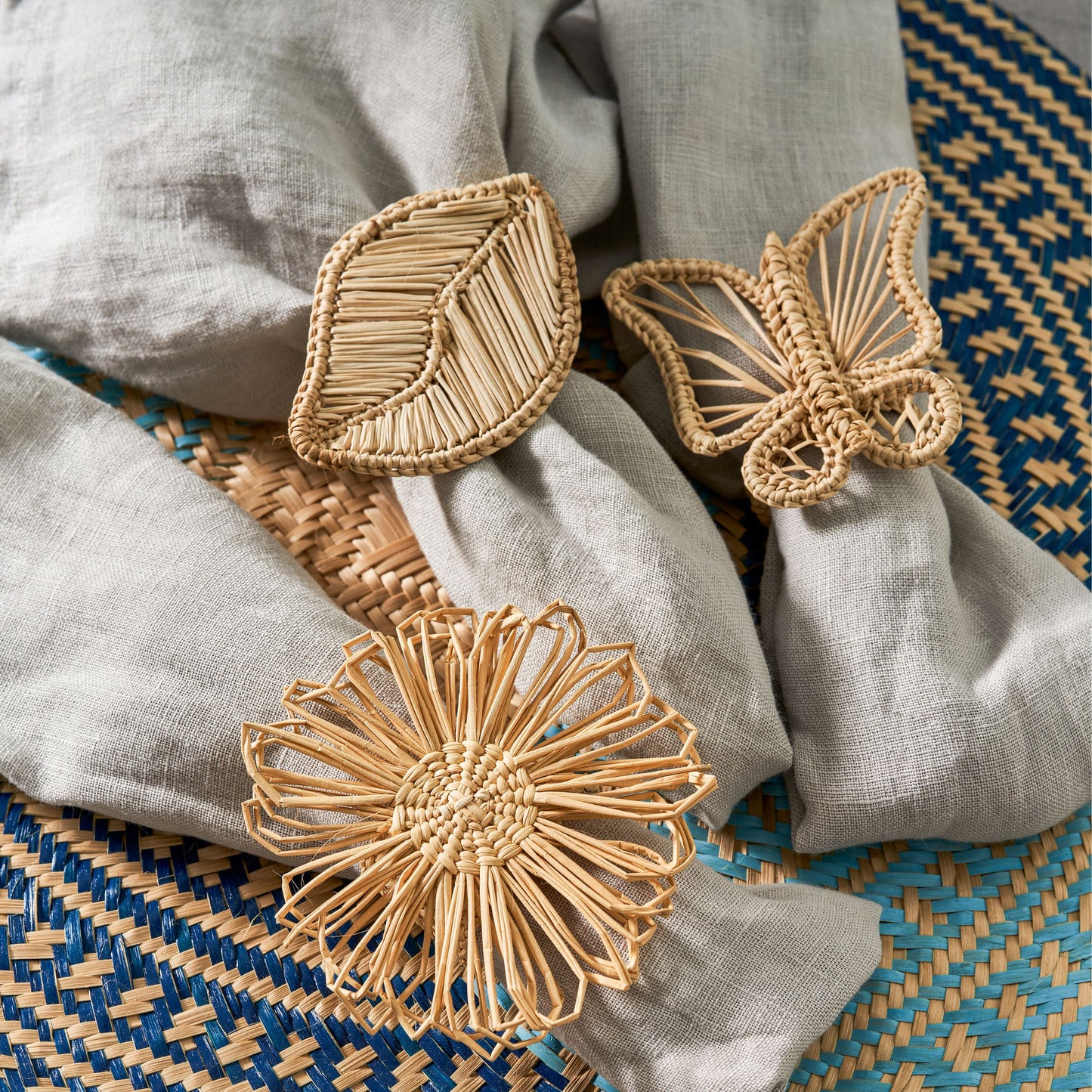Set X 4 Woven Natural Iraca Straw Leaves Napkin Rings Napkin Rings WASHEIN