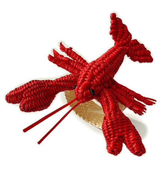 Set X 4 Woven Natural Iraca Straw Red Lobster Napkin Rings Napkin Rings WASHEIN