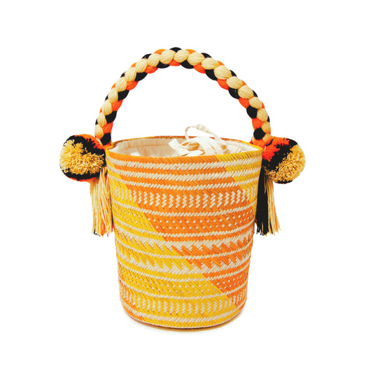 Small Orange Wave Woven Straw Bucket Bag BAG WASHEIN