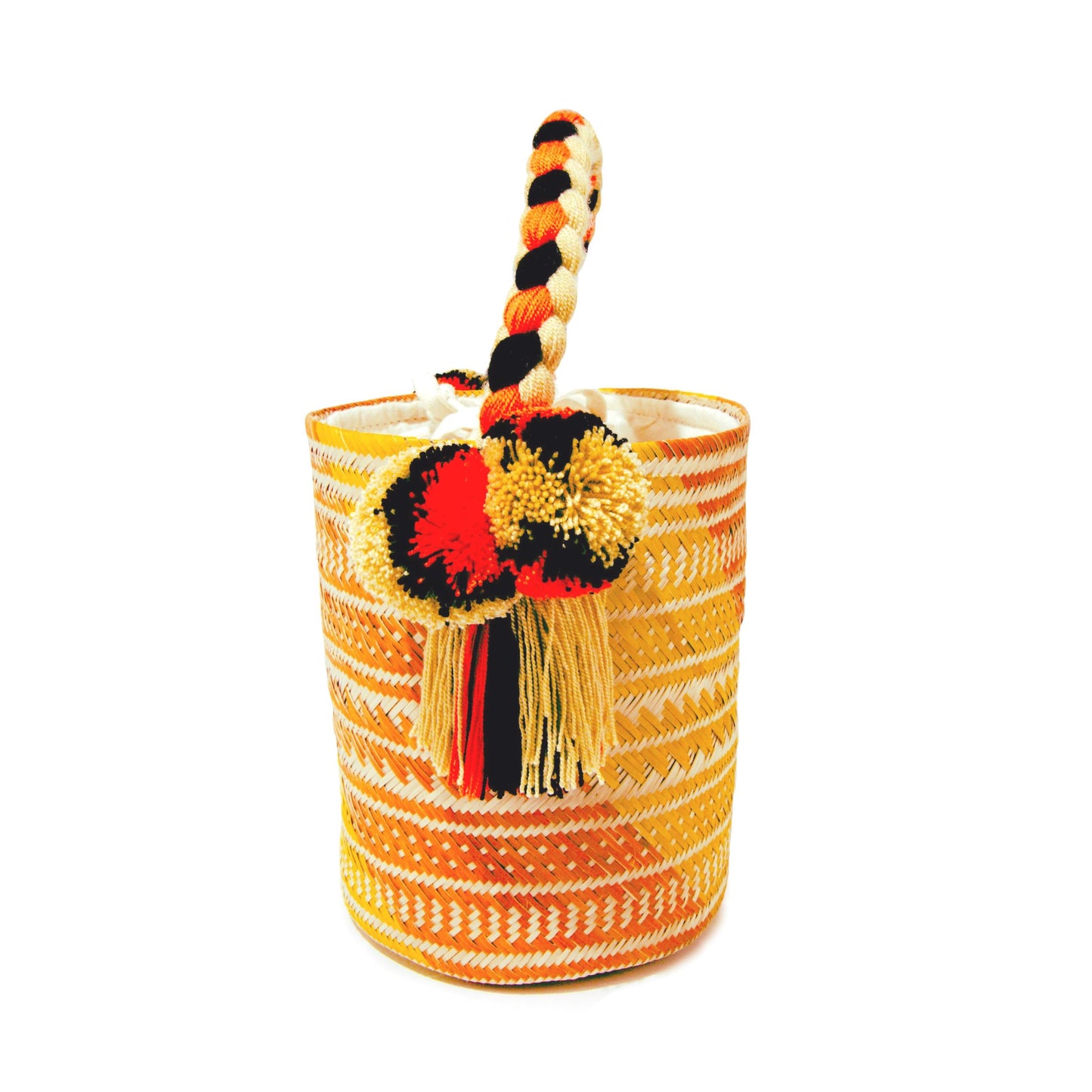 Small Orange Wave Woven Straw Bucket Bag BAG WASHEIN