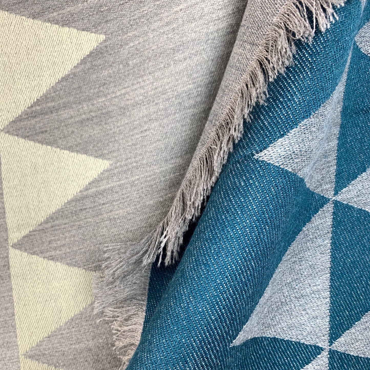 Triangle Blue Classic Premium Baby Alpaca Throw Throws WASHEIN