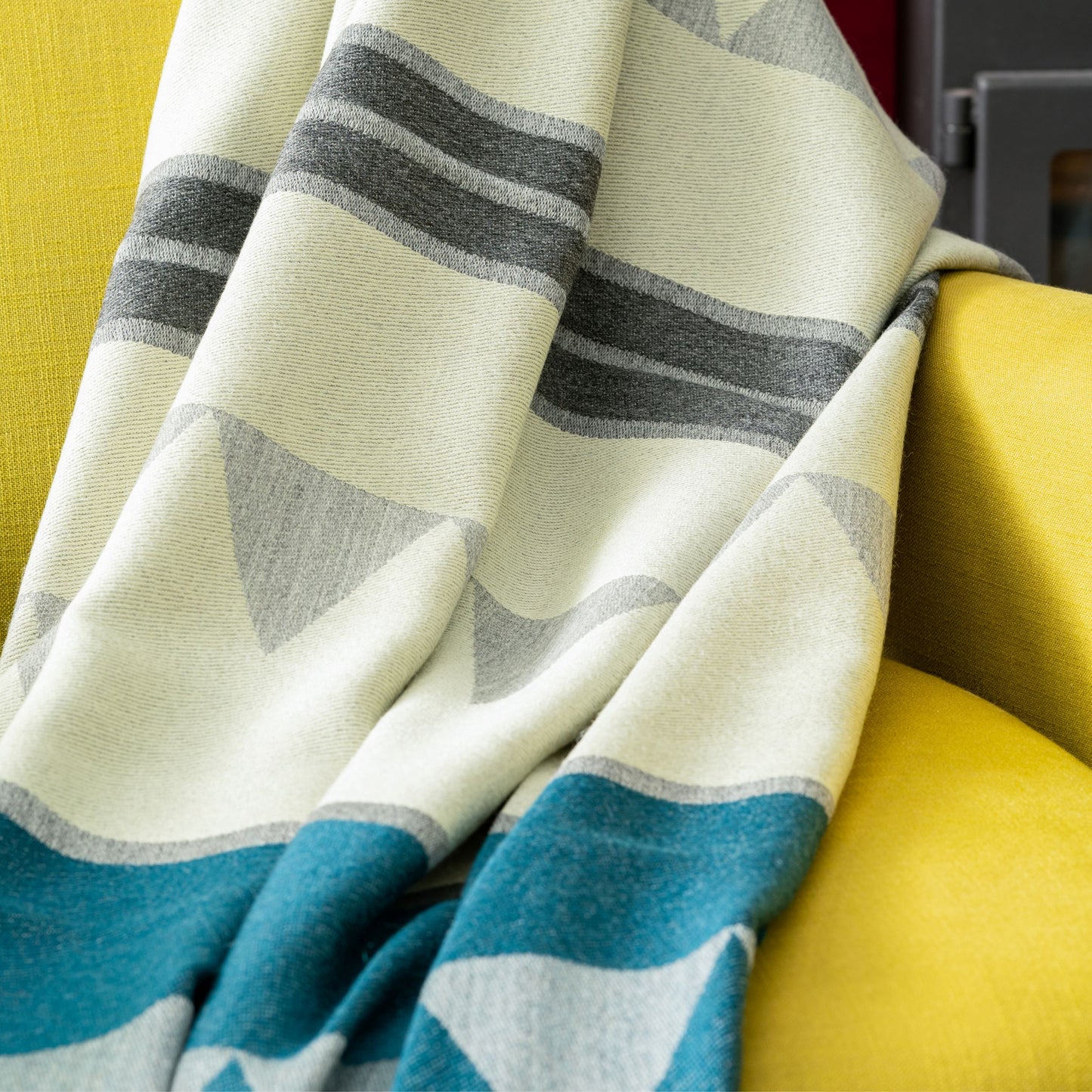 Triangle Blue Classic Premium Baby Alpaca Throw Throws WASHEIN