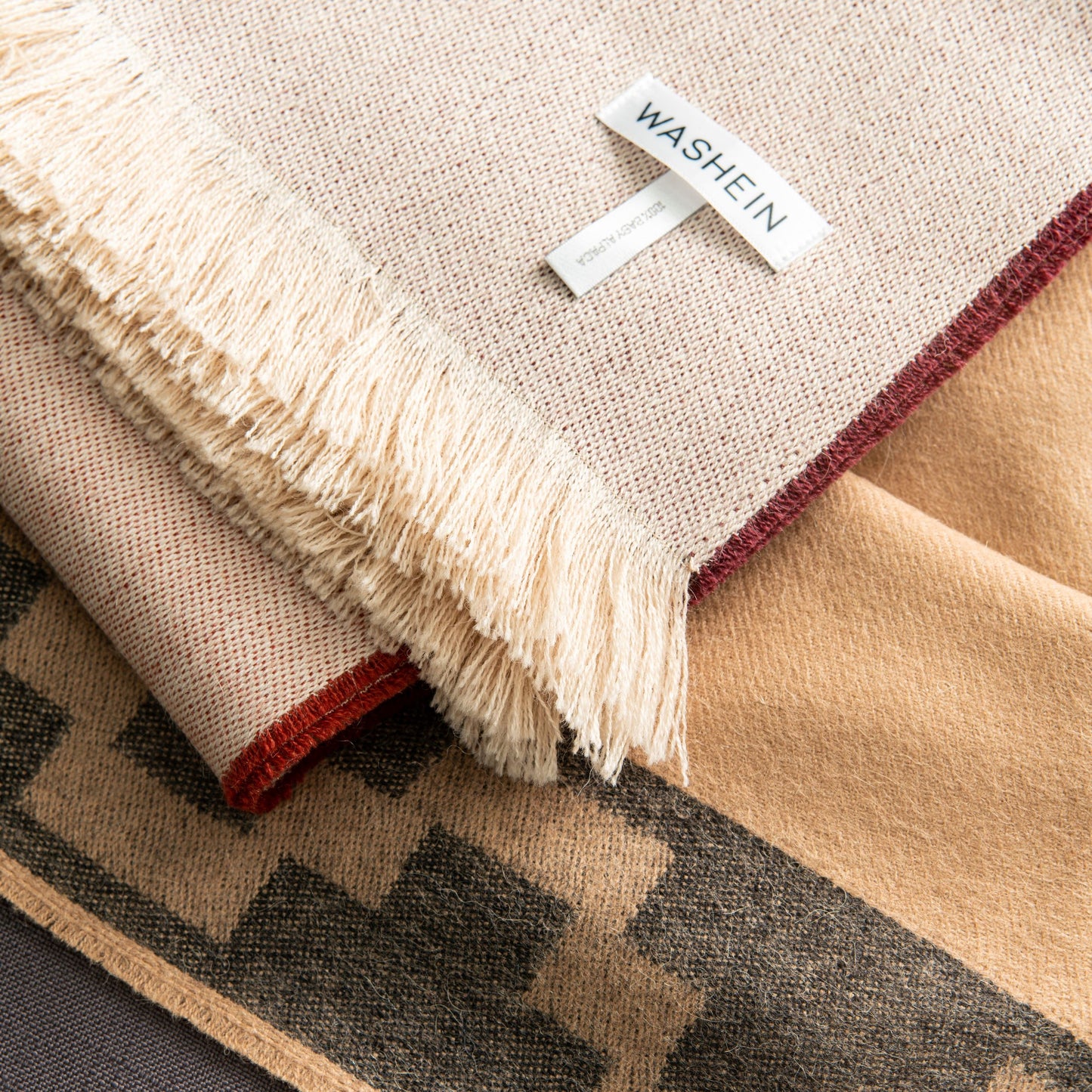 Triangle Orange Classic Premium Baby Alpaca Throw Throws WASHEIN