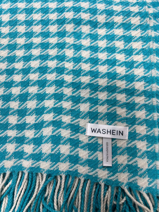 Turquoise Houndstooth Premium Baby Alpaca Throw Throws WASHEIN