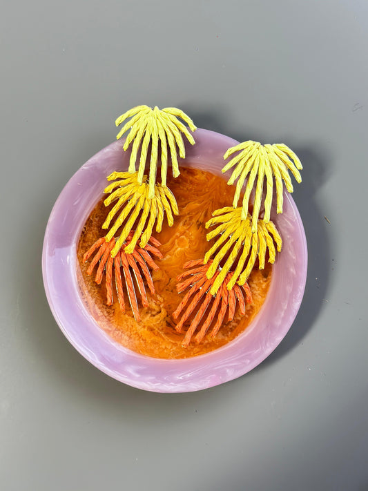 Yellow Tropics Woven Straw Earings (18K Gold Plated Brass) Earrings WASHEIN