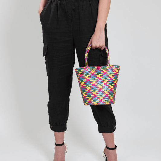 Arcoiris Multicolor Mini Tote Straw Bag BAG WASHEIN