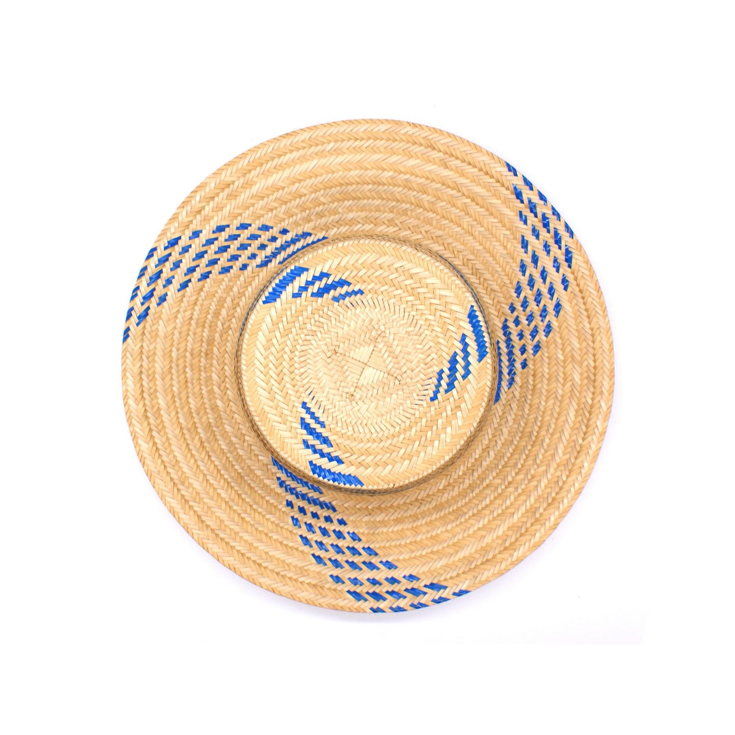 Azure Blue Short Brim Straw Hat Hat WASHEIN