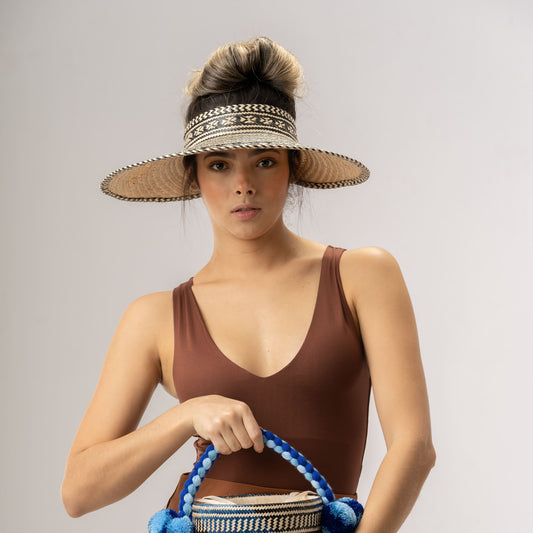 Black Woven Straw Sun Visor Visor WASHEIN