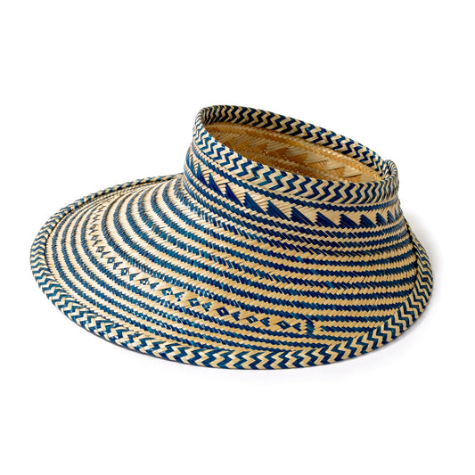 Blue Woven Straw Sun Visor Visor WASHEIN