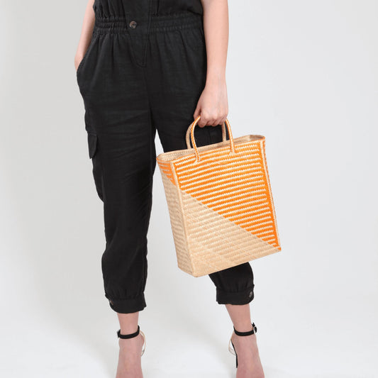 Capri Medium Orange Straw Basket Bag BAG WASHEIN