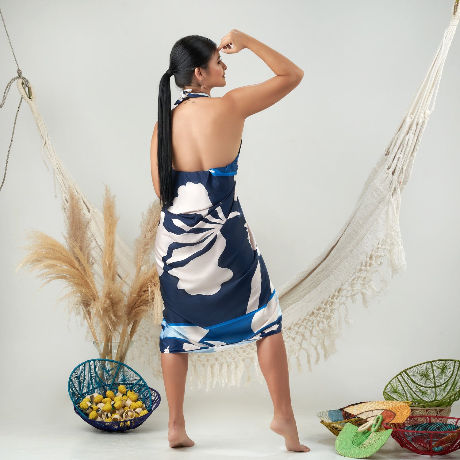 Cotton Satin - Sarong - Blue Orchid Sarong WASHEIN