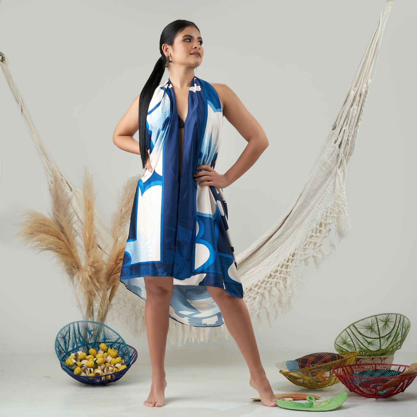 Cotton Satin - Sarong - Blue Orchid Sarong WASHEIN