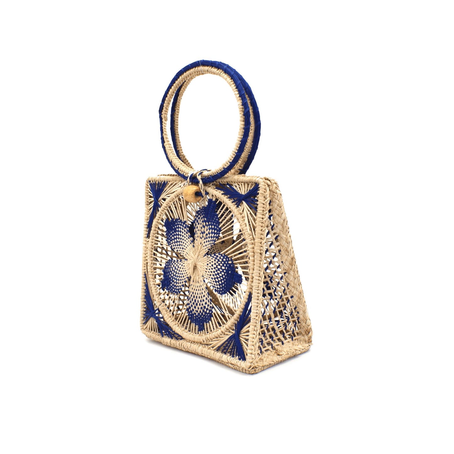 Flower Toquilla Straw Canasta Handbag BAG WASHEIN