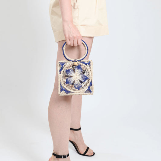 Flower Toquilla Straw Canasta Handbag BAG WASHEIN