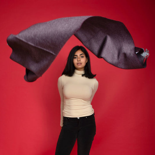 Grape Purple Premium Baby Alpaca Scarf Scarf WASHEIN