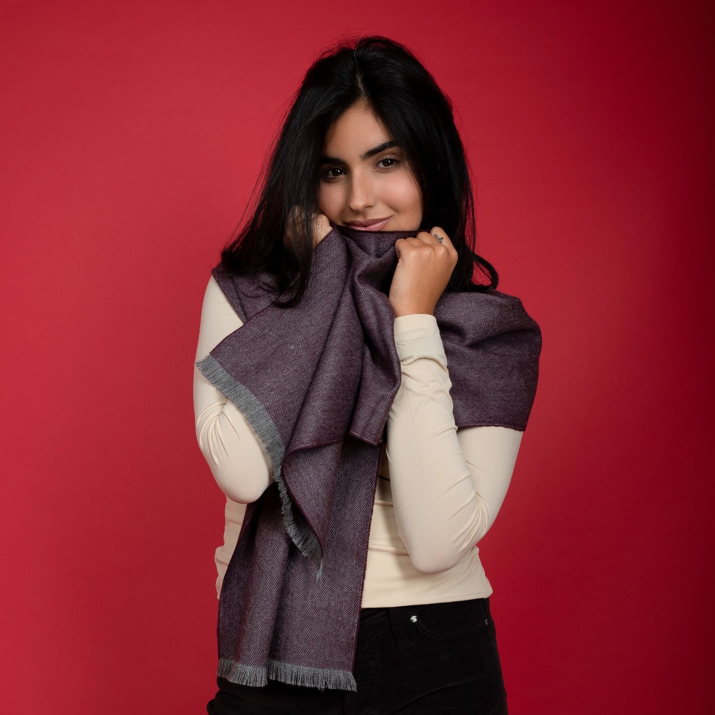 Grape Purple Premium Baby Alpaca Scarf Scarf WASHEIN