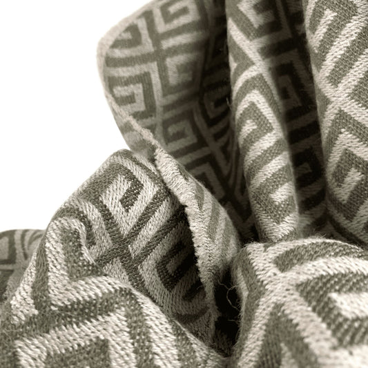 Green Ethnic Premium Baby Alpaca Throw Throws WASHEIN
