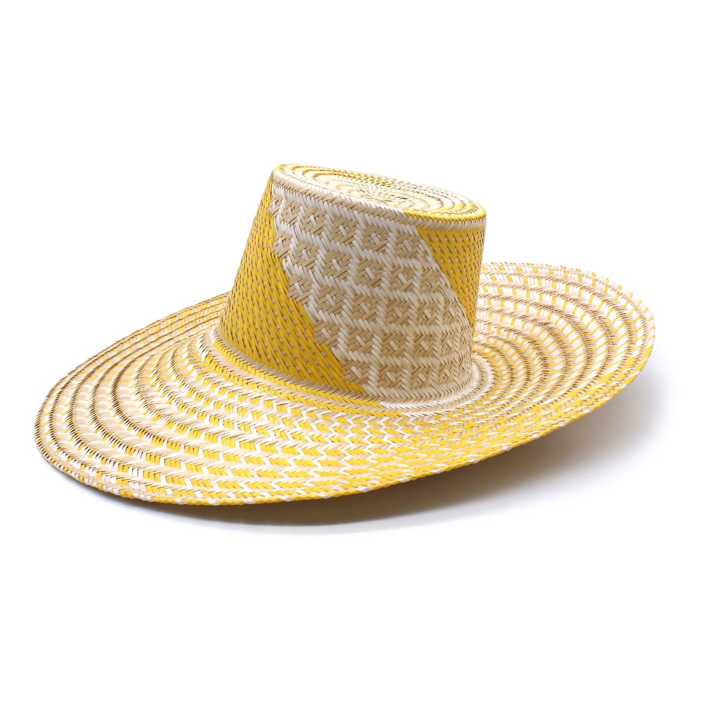 Ibiza Yellow Wide Brim Straw Hat Hat WASHEIN