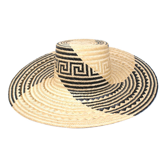 Iguaran Black Wide Brim Straw Hat Medium Hat WASHEIN